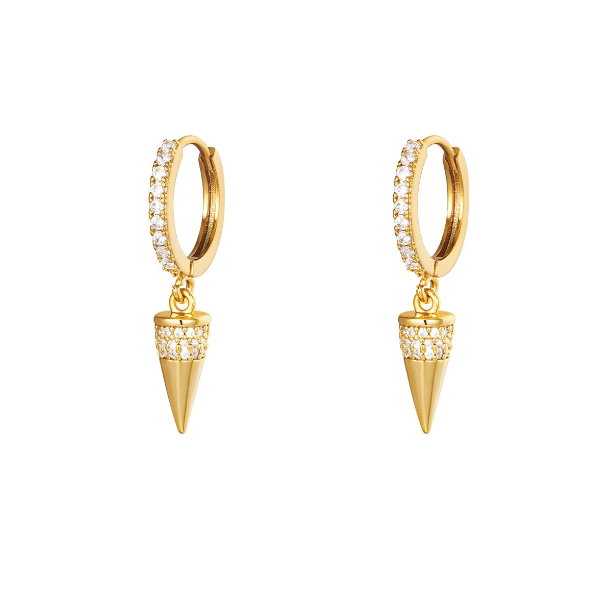 Diamond Cone earrings-Goud