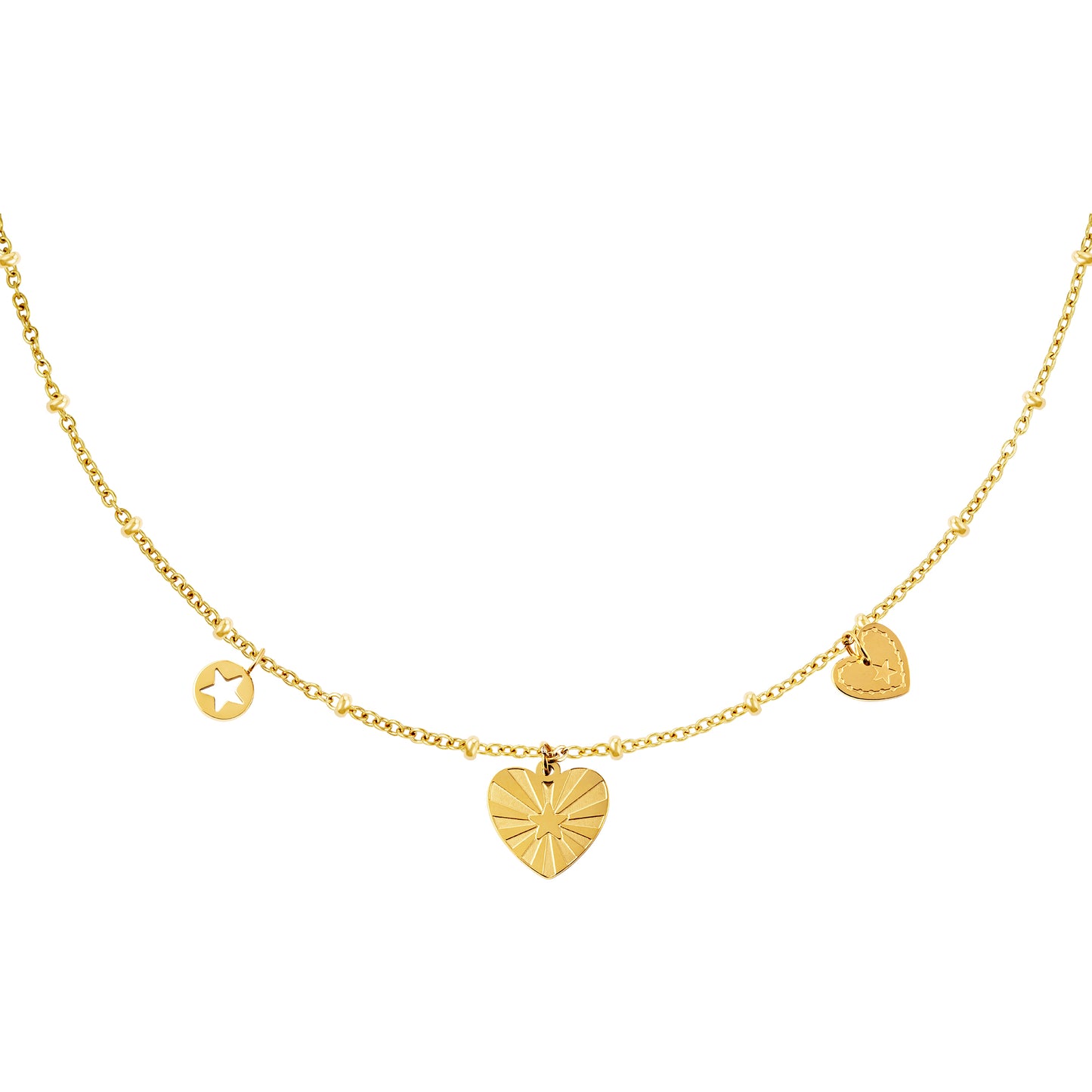 Ketting met hartjes en stervormige hangers